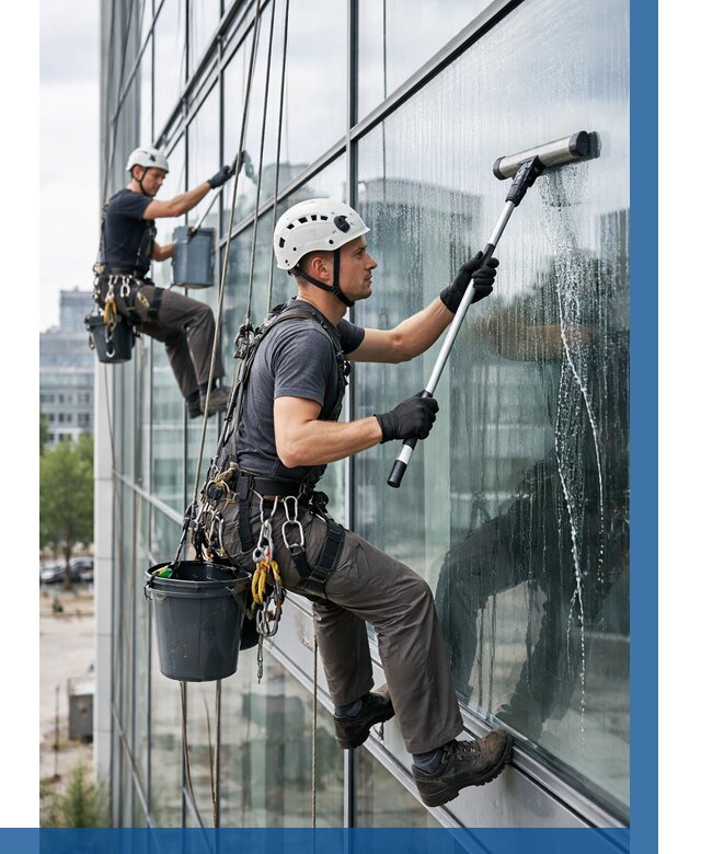 Мойка витражей альпинистами в Сальске от 712 р. под ключ|ВЫСОТНИК-Слс