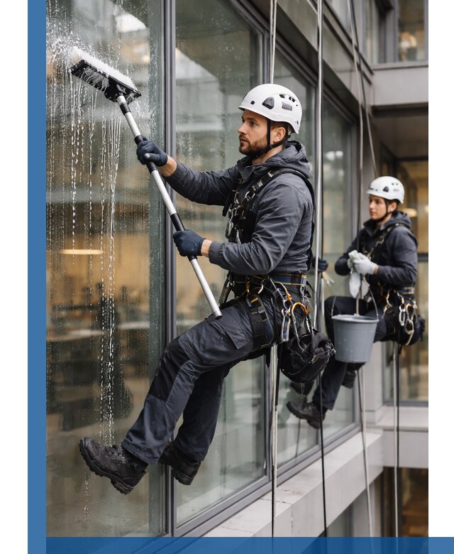 Профессиональная мойка витражей промышленными альпинистами в Сальске
