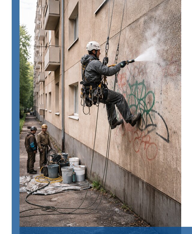 Удаление граффити с фасада в Сальске без следов и повреждений