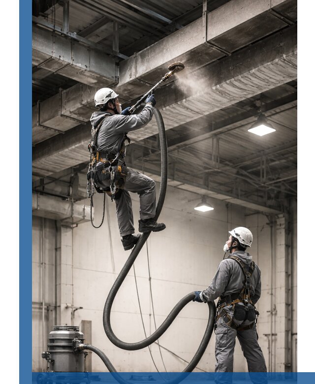 Обеспыливание потолочных конструкций в Сальске промышленным альпинизмом