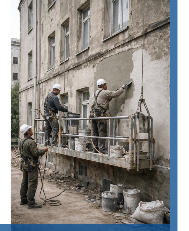 Капитальный ремонт фасада в Сальске от 4271 р. | ВЫСОТНИК-Слс