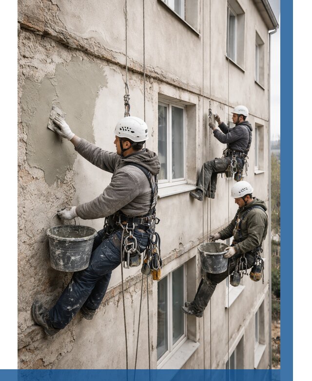 Ремонт штукатурного фасада в Сальске от 763 р. под ключ | ВЫСОТНИК-Слс