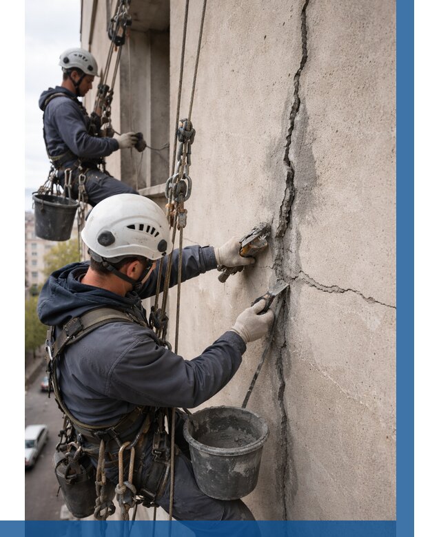 Заделка трещин на фасаде в Сальске от 915 р. | ВЫСОТНИК-Слс