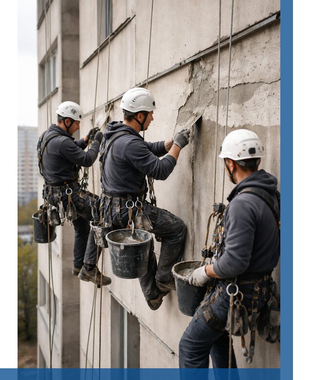 Ремонт бетонных элементов фасада в Сальске от 2542 р. | ВЫСОТНИК-Слс