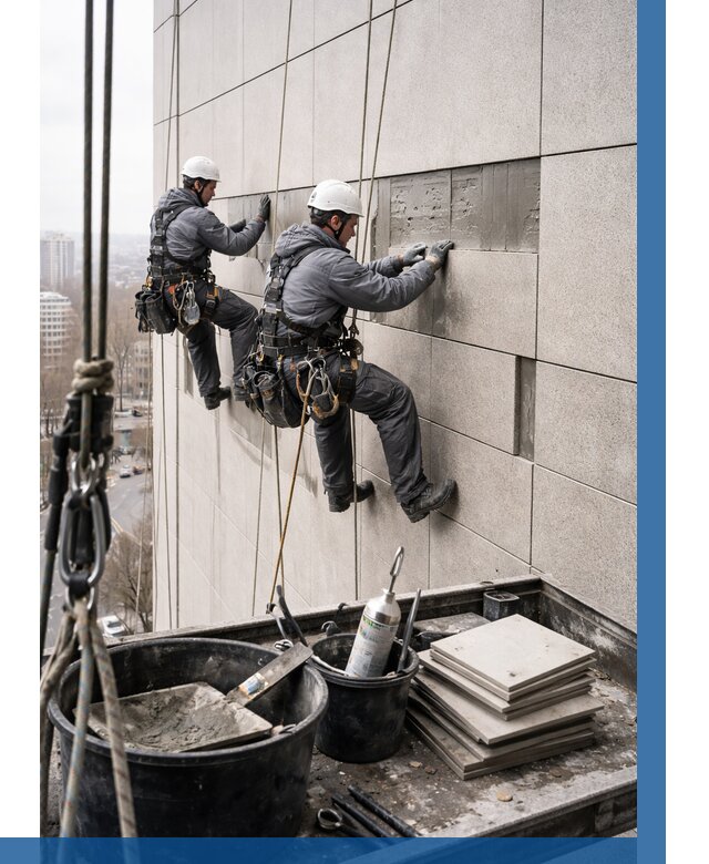 Ремонт фасада из керамогранита в Сальске от 2542 р. | ВЫСОТНИК-Слс