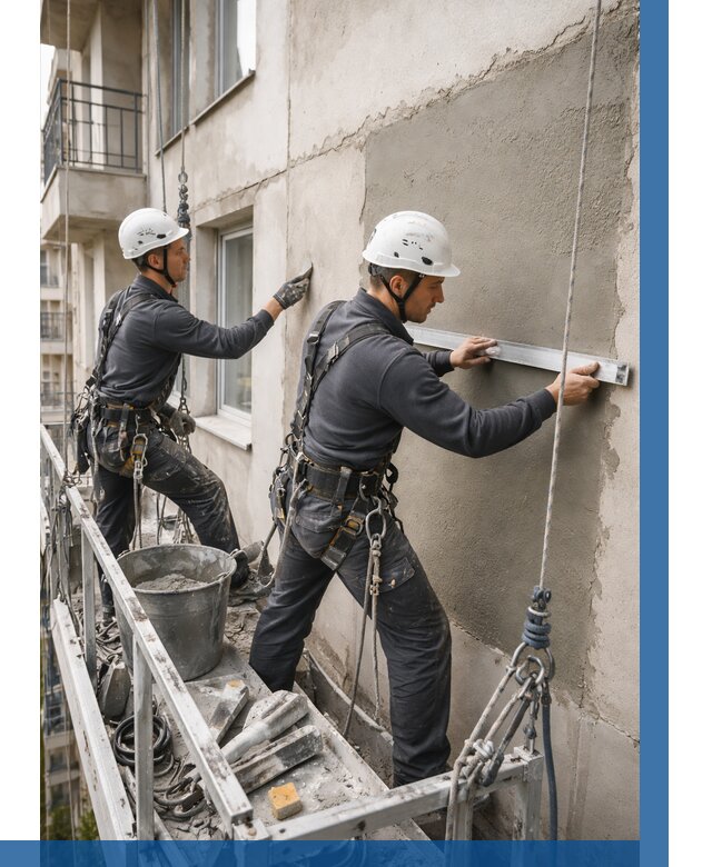 Штукатурка фасада на высоте в Сальске от 915 р. | ВЫСОТНИК-Слс