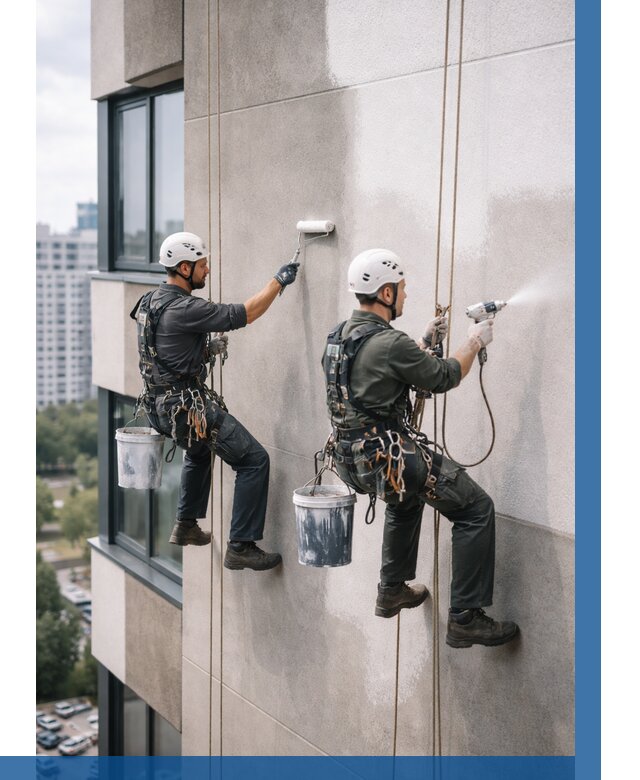 Покраска фасада альпинистами в Сальске от 305 р. | ВЫСОТНИК-Слс