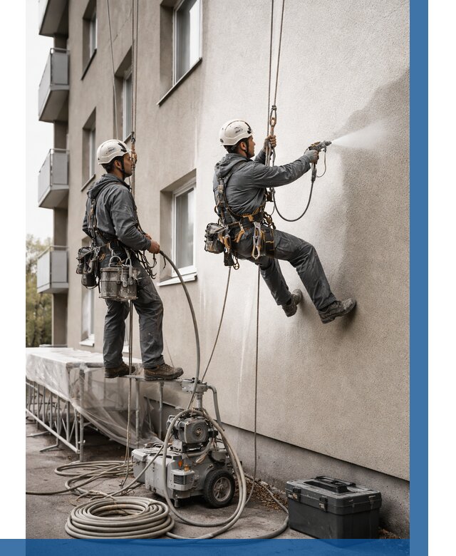 Безвоздушная покраска фасада в Сальске от 224 р/м² | ВЫСОТНИК-Слс