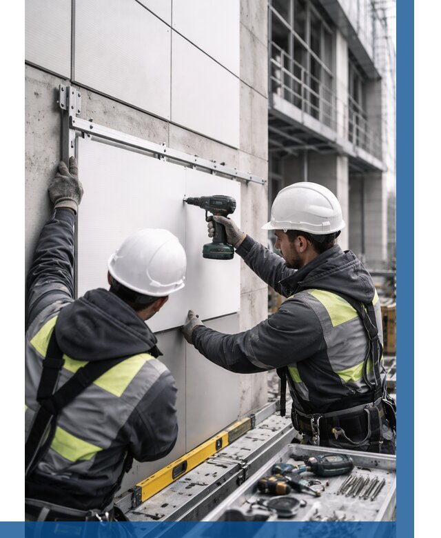 Монтаж композитных панелей фасада в Сальске от 2542 р. | ВЫСОТНИК-Слс