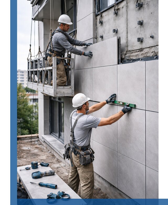 Монтаж керамогранита на фасад в Сальске под ключ с гарантией качества