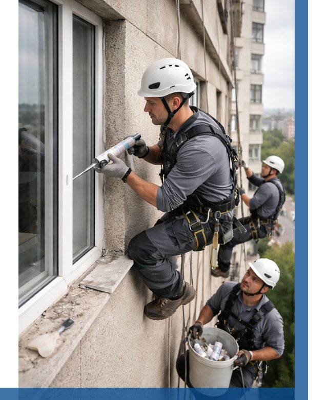 Герметизация оконных швов снаружи в Сальске от 1525 р. | ВЫСОТНИК-Слс