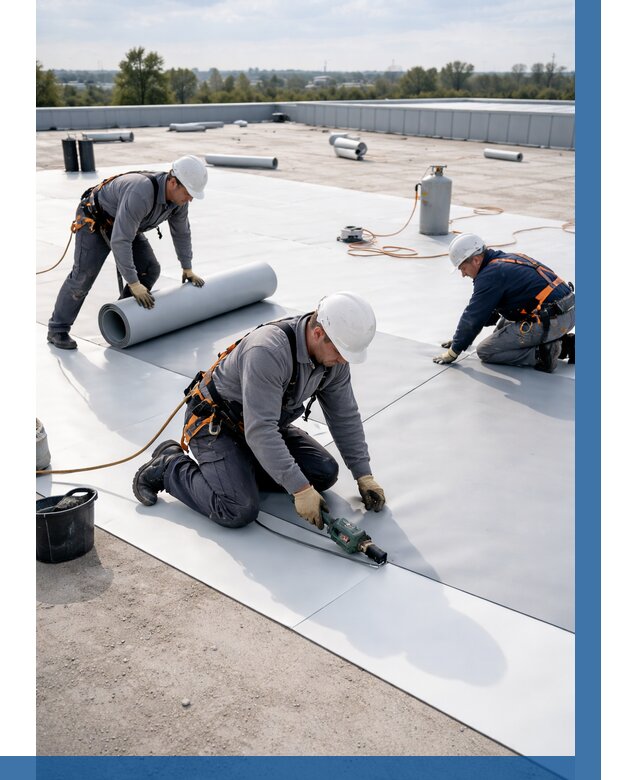 Монтаж мембранной кровли под ключ в Сальске от 1220 р. | ВЫСОТНИК-Слс