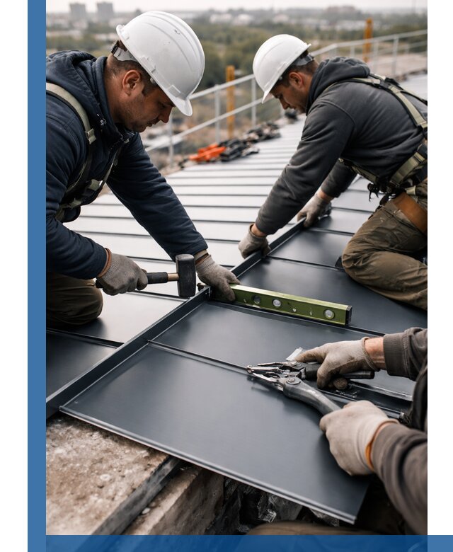 Монтаж фальцевой кровли в Сальске для промышленных зданий