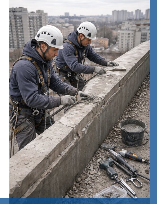 Ремонт парапета на кровле в Сальске от 1525 р. | ВЫСОТНИК-Слс