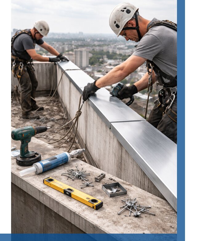 Монтаж парапетных крышек в Сальске от 813 р. | ВЫСОТНИК-Слс