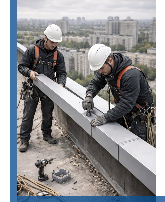 Монтаж парапетных крышек и ограждений кровли в Сальске