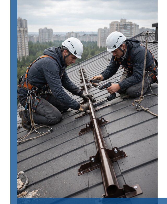 Монтаж снегозадержателей на кровле зданий в Сальске под ключ
