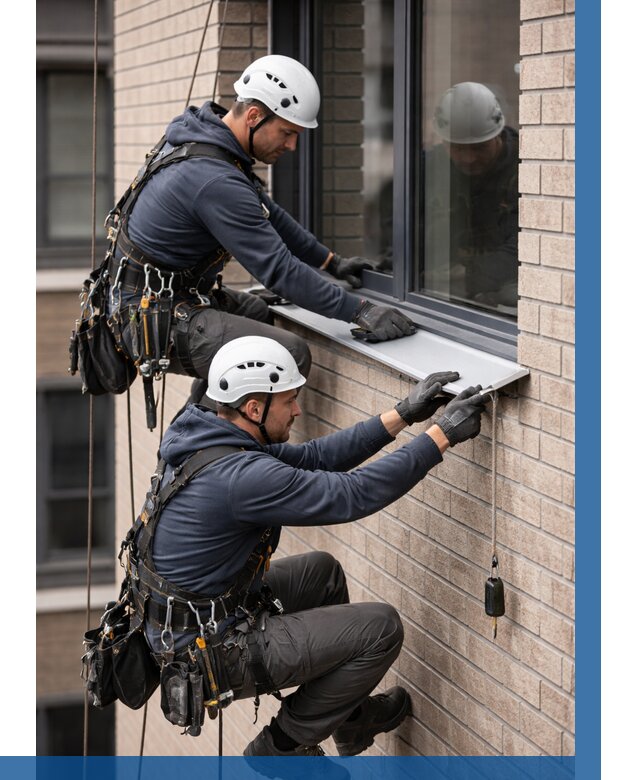 Монтаж оконных отливов под ключ в Сальске от 3559 р. | ВЫСОТНИК-Слс