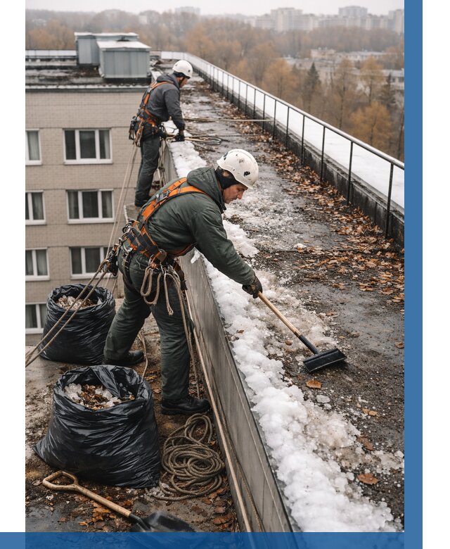 Очистка кровли по периметру в Сальске от 559 р. | ВЫСОТНИК-Слс