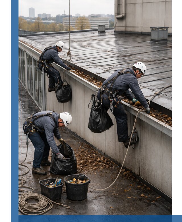 Очистка кровли по периметру в Сальске силами промышленных альпинистов