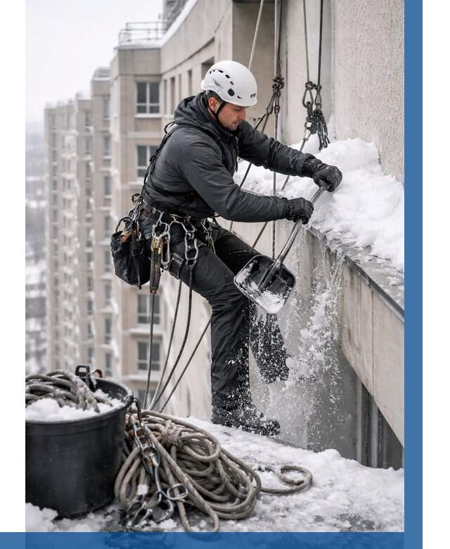 Очистка карнизов от снега в Сальске от 305 р. | ВЫСОТНИК-Слс