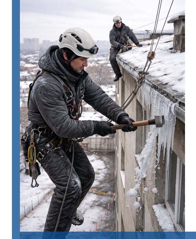 Сбивание и удаление сосулек с крыши в Сальске безопасно