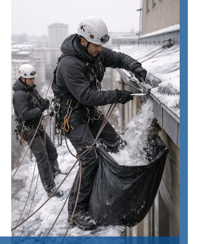 Аварийная очистка крыши в Сальске под ключ от 305 р. | ВЫСОТНИК-Слс