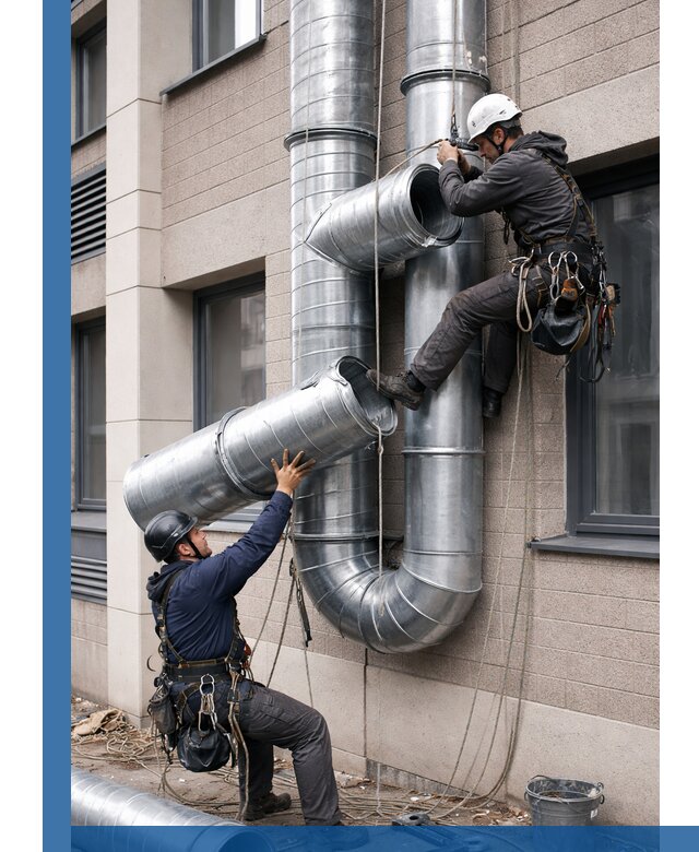 Монтаж фасадных воздуховодов в Сальске с герметизацией и крепежом