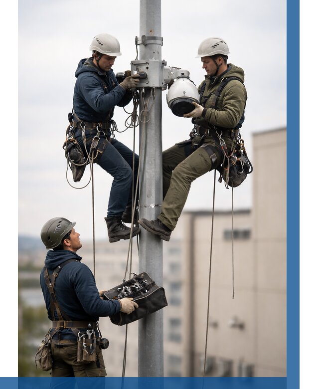 Установка видеокамер на мачте в Сальске от 8643 р. | ВЫСОТНИК-Слс