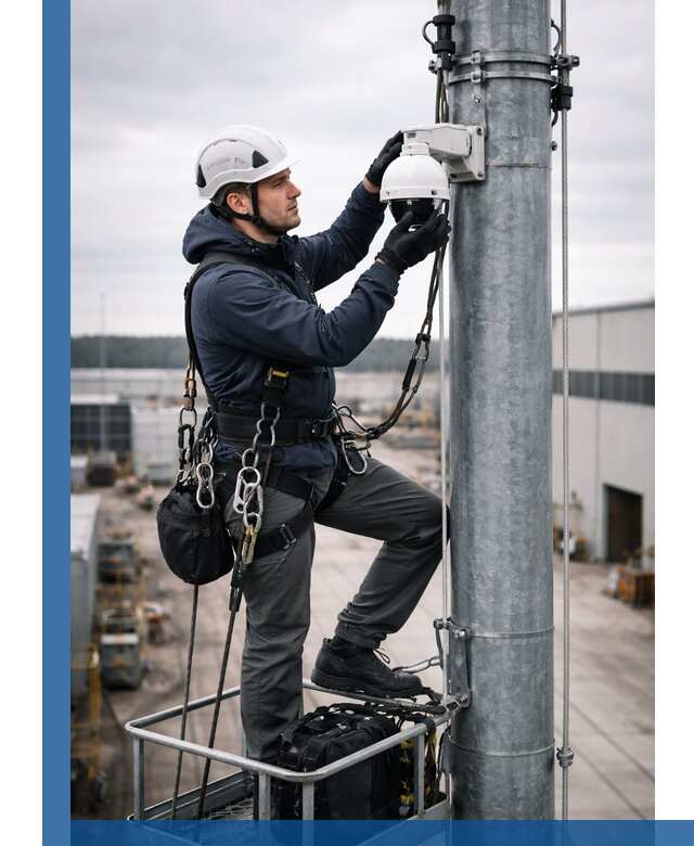 Профессиональная установка видеокамер на мачте в Сальске