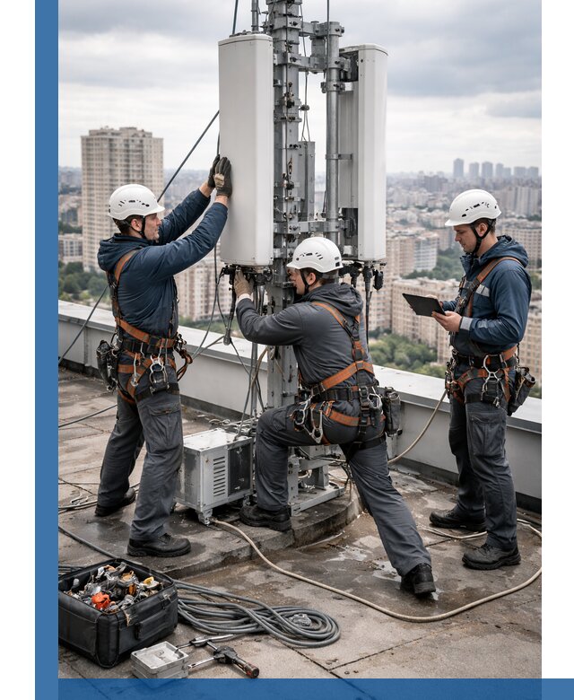 Монтаж антенн связи на крыше в Сальске с вводом в эксплуатацию