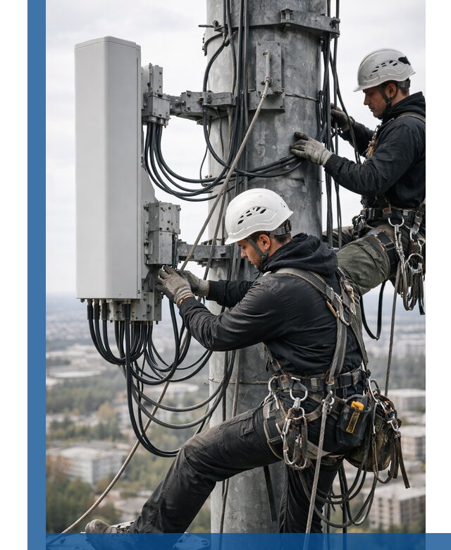 Монтаж оборудования связи на мачте в Сальске с пусконаладкой