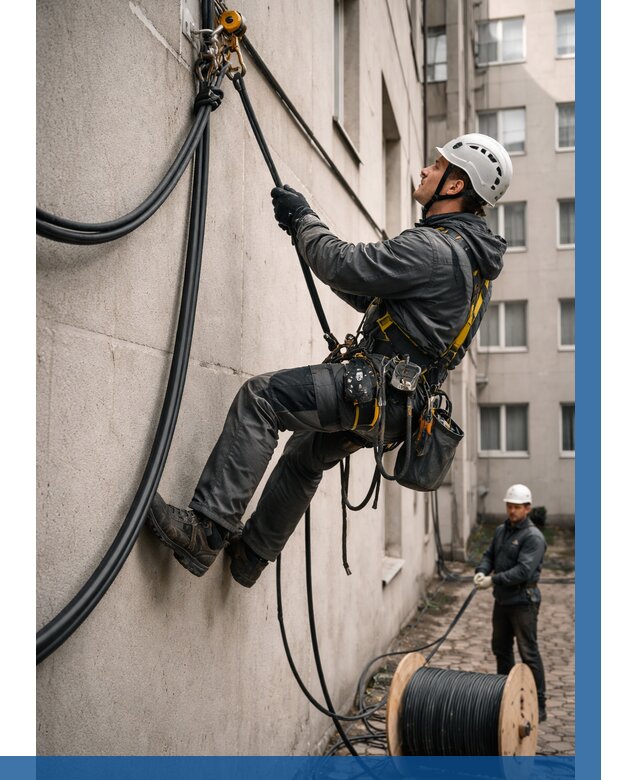 Протяжка кабеля питания на высоте в Сальске от 458 р. | ВЫСОТНИК-Слс