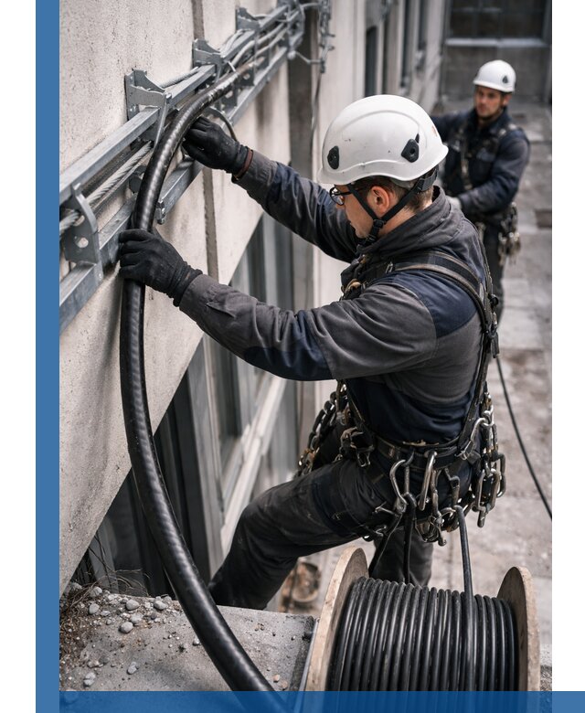 Протяжка кабеля питания на высоте в Сальске с гарантией безопасности и качества