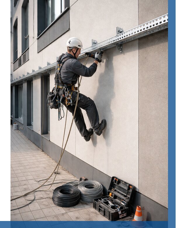 Монтаж кабельных лотков на фасаде в Сальске от 1220 р. | ВЫСОТНИК-Слс