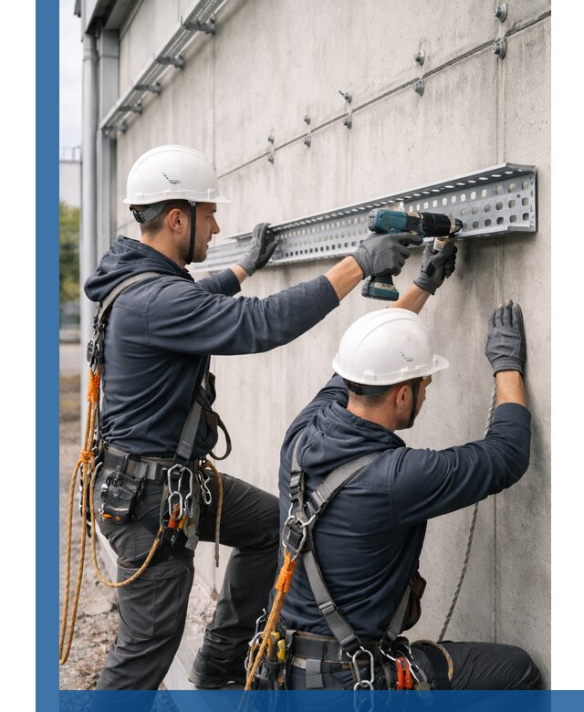 Монтаж кабельных лотков на фасаде зданий в Сальске с гарантией