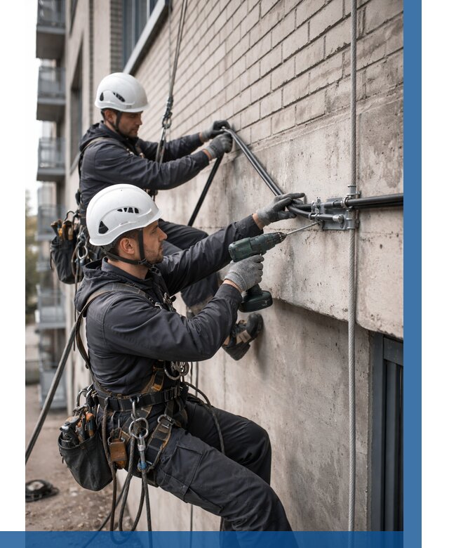 Крепление кабеля на фасаде в Сальске от 356 р. | ВЫСОТНИК-Слс