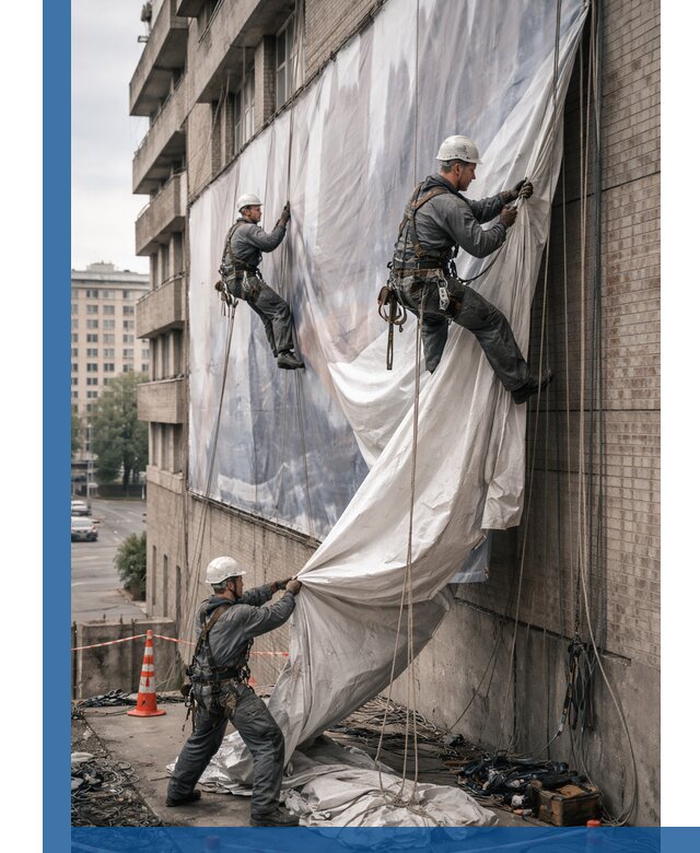 Демонтаж баннеров с фасада в Сальске оперативно и безопасно