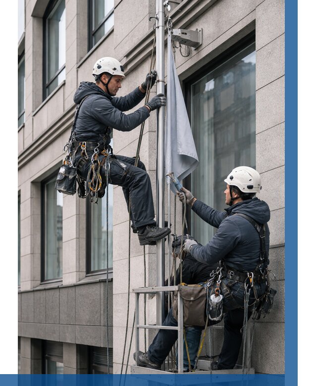 Установка флагов на фасаде в Сальске от 4576 р. | ВЫСОТНИК-Слс