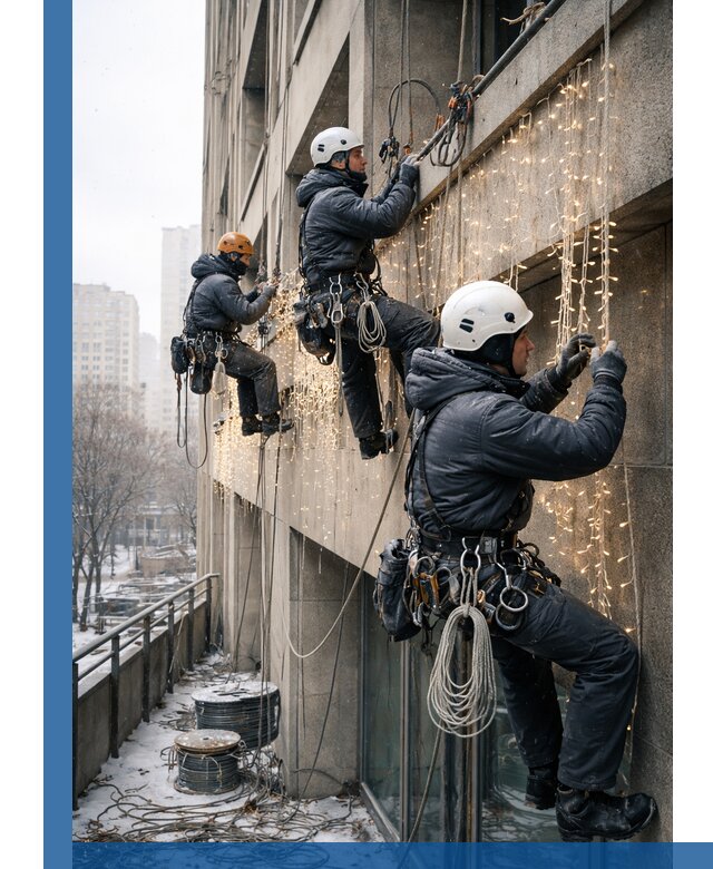 Монтаж новогодней иллюминации и украшение фасадов в Сальске