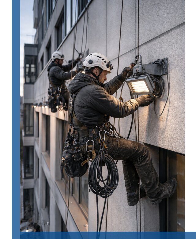 Монтаж фасадного освещения в Сальске установка и подключение