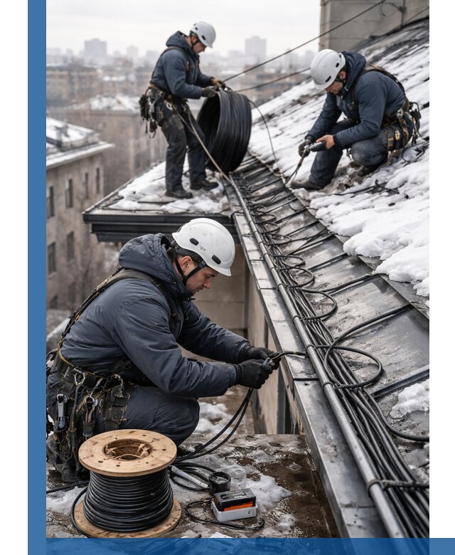 Монтаж греющего кабеля на кровле в Сальске под ключ