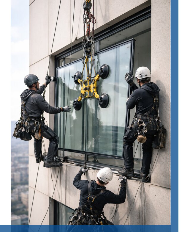 Монтаж стеклопакетов на высоте в Сальске от 3254 р. | ВЫСОТНИК-Слс