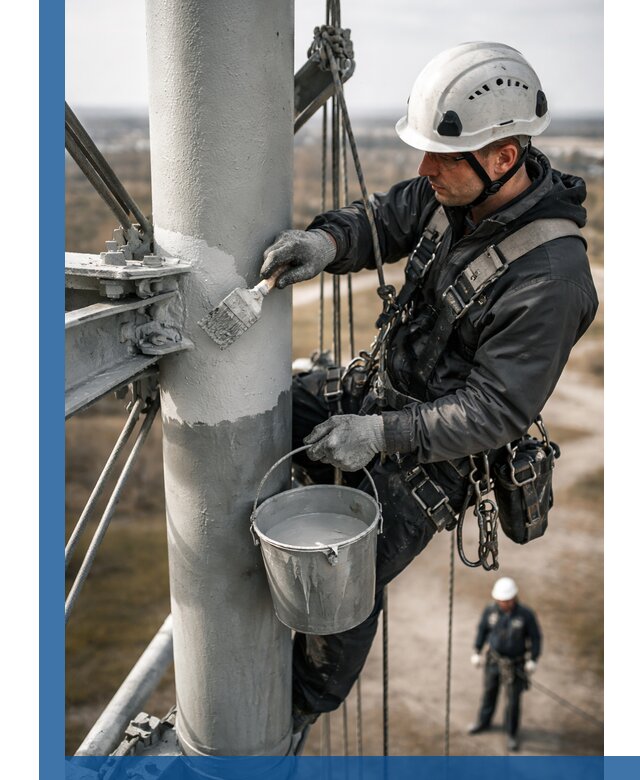 Покраска мачт связи в Сальске промышленными альпинистами