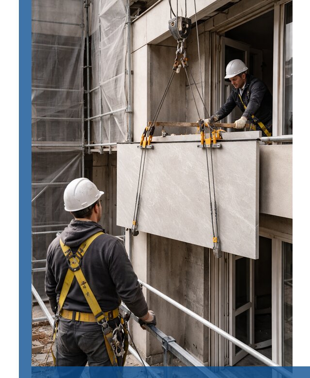 Подъем керамогранита на этаж в Сальске грузчиками и техникой