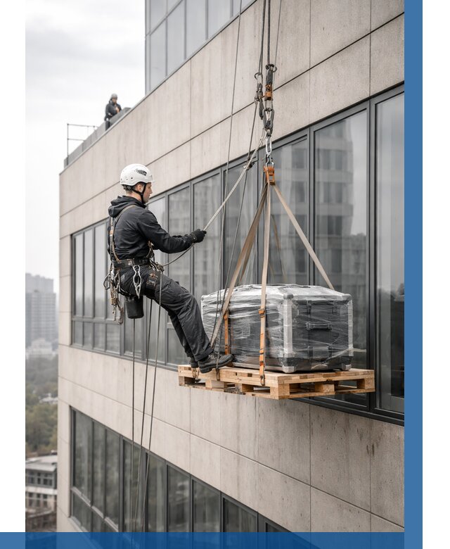 Спуск груза по фасаду в Сальске от 3559 р. | ВЫСОТНИК-Слс