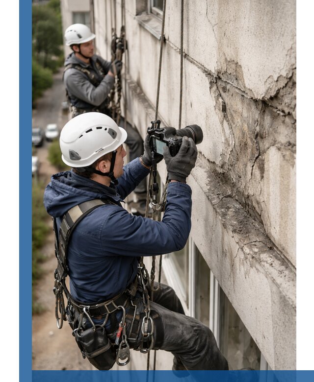 Фотофиксация дефектов фасада с высотной съемкой в Сальске