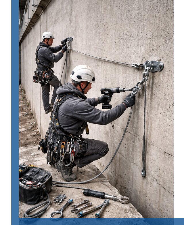 Монтаж анкерных линий высотной безопасности в Сальске